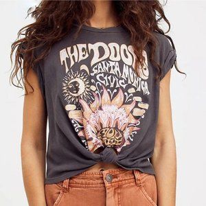 EUC The Doors Vintage Print Cropped Shirt, Micas, sz M